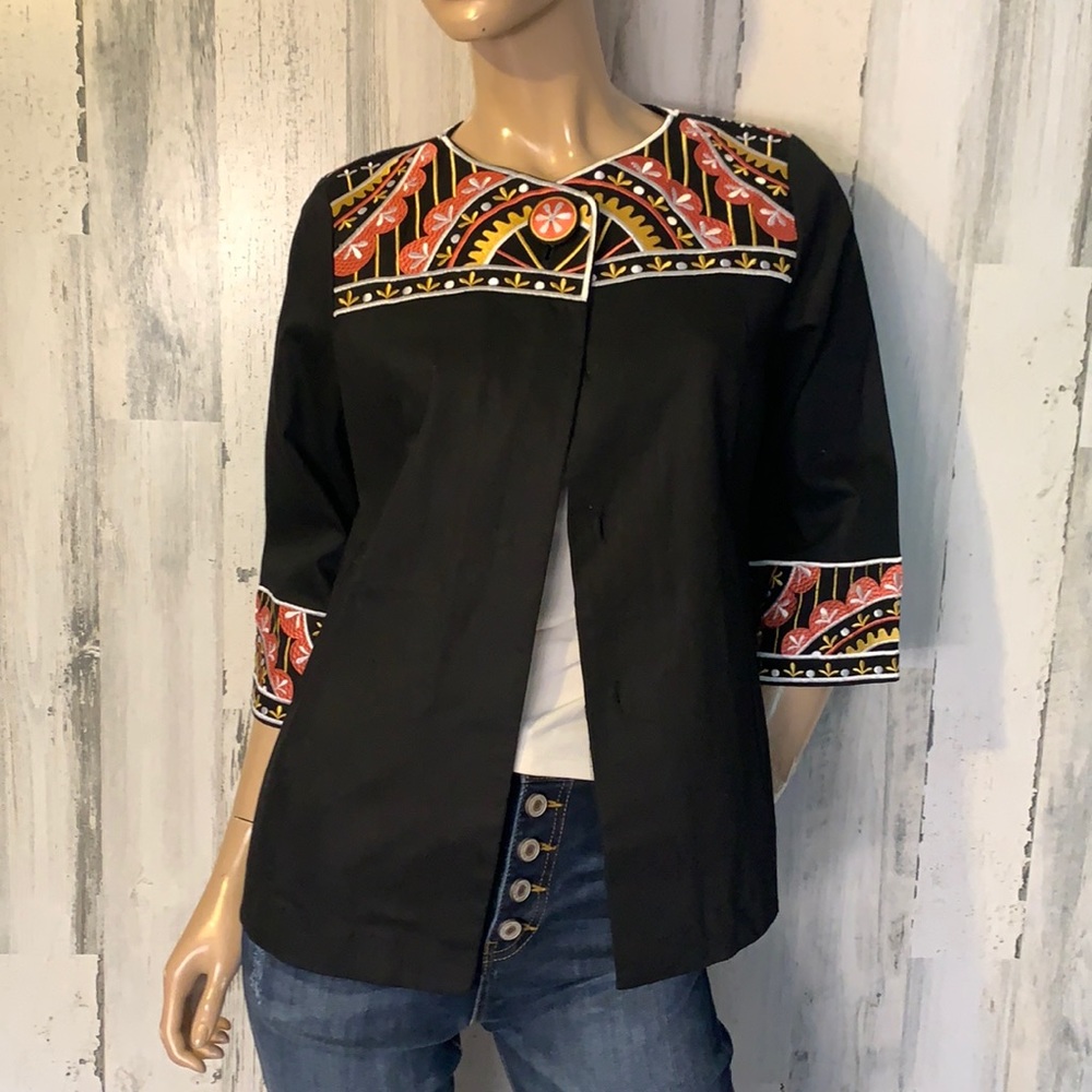 #F5- extra small - Size XS - Bob Mackie Black Boho Cardigan